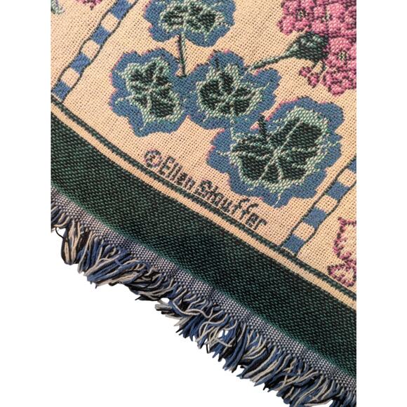Vintage '93 Goodwin Weavers Ellen Stouffer wildflower throw Isaiah 26:3 48x66in - Picture 4 of 5